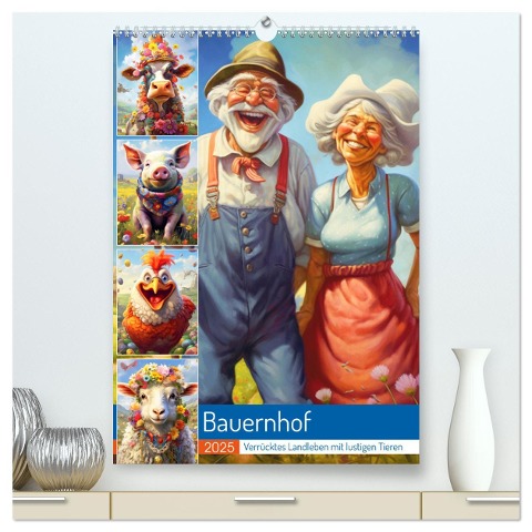 Bauernhof. Verrücktes Landleben mit lustigen Tieren (hochwertiger Premium Wandkalender 2025 DIN A2 hoch), Kunstdruck in Hochglanz - Rose Hurley
