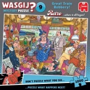 Cover-Bild zum Titel 'Wasgij Retro Mystery 9 - Zugüberfall - Puzzle 1000 Teile' von ''