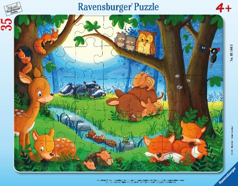 Ravensburger Kinderpuzzle - 05146 Wenn kleine Tiere schlafen gehen - Rahmenpuzzle für Kinder ab 3 Jahren, mit 35 Teilen - 