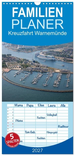 Familienplaner 2027 - Kreuzfahrt Warnemünde mit 5 Spalten (Wandkalender, 21 x 45 cm) CALVENDO - Thomas Deter