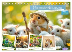 Cover-Bild zum Titel 'Hamsterhausen - Ein Hamster und seine tierischen Freunde (Tischkalender 2026 DIN A5 quer), CALVENDO Monatskalender' von 'Fred Schimak'
