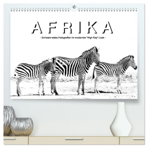 AFRIKA - Schwarz-weiss Fotografien im modernen "High Key" Look (hochwertiger Premium Wandkalender 2025 DIN A2 quer), Kunstdruck in Hochglanz - Robert Styppa
