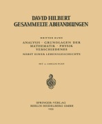 Cover-Bild zum Titel 'Dritter Band: Analysis · Grundlagen der Mathematik · Physik Verschiedenes' von 'David Hilbert'