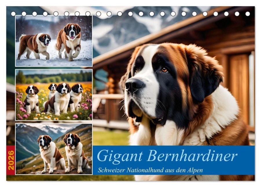 Gigant Bernhardiner (Tischkalender 2026 DIN A5 quer), CALVENDO Monatskalender - Claudia Kleemann