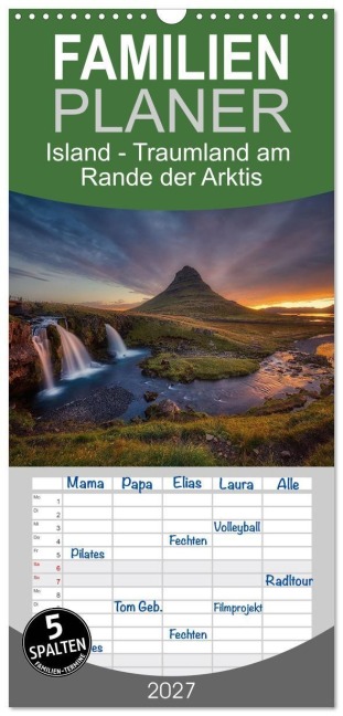 Familienplaner 2027 - Island - Traumland am Rande der Arktis mit 5 Spalten (Wandkalender, 21 x 45 cm) CALVENDO - Judith Kuhn