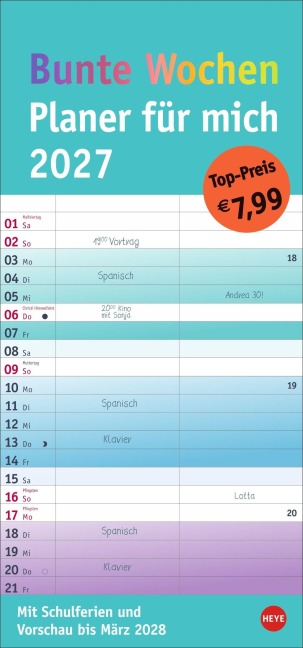 Bunte Wochen Planer für mich 2027 - 