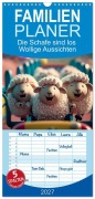 Cover-Bild zum Titel 'Familienplaner 2027 - Die Schafe sind los Wollige Aussichten mit 5 Spalten (Wandkalender, 21 x 45 cm) CALVENDO' von 'Artefacti'