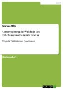 Cover-Bild zum Titel 'Untersuchung der Validität des Erhebungsinstruments SaMon' von 'Markus Otto'