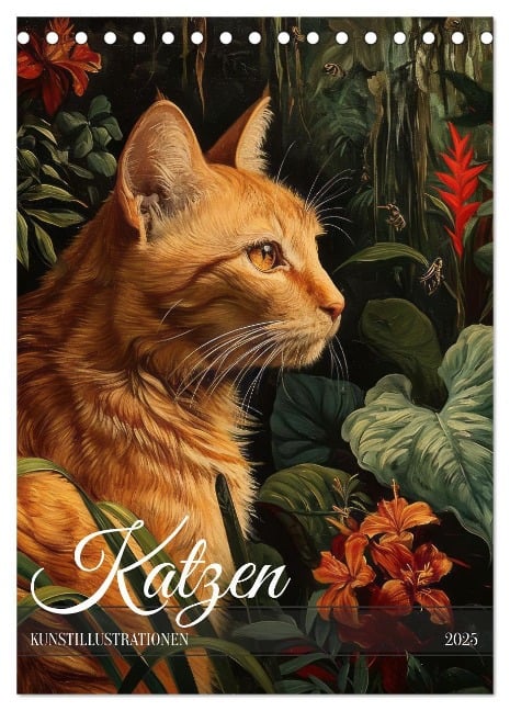 Katzen Kunstillustrationen (Tischkalender 2025 DIN A5 hoch), CALVENDO Monatskalender - Kavodedition Switzerland