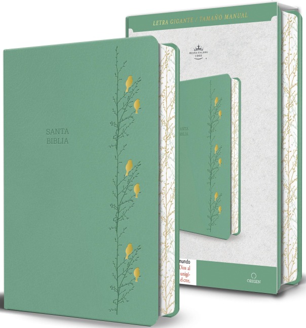 Biblia Rvr 1960 Letra Gigante Símil Piel Verde Con Pájaros (Edición Cantos Pintados) / Spanish Bible Rvr 1960 Giant Print Handy Size Leathersoft Green - Reina Valera Revisada 1960