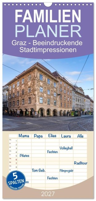 Familienplaner 2027 - Graz - Beeindruckende Stadtimpressionen mit 5 Spalten (Wandkalender, 21 x 45 cm) CALVENDO - Melanie Viola