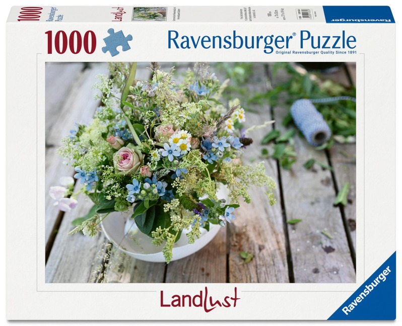 Erwachsenenpuzzle 1000 Teile - Sommerlicher Wiesenstrauß mit Himmelblauem Südstern - 