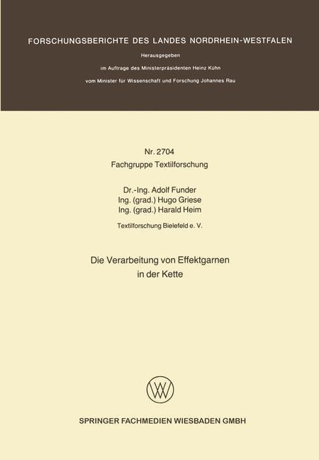 Die Verarbeitung von Effektgarnen in der Kette - Adolf Funder