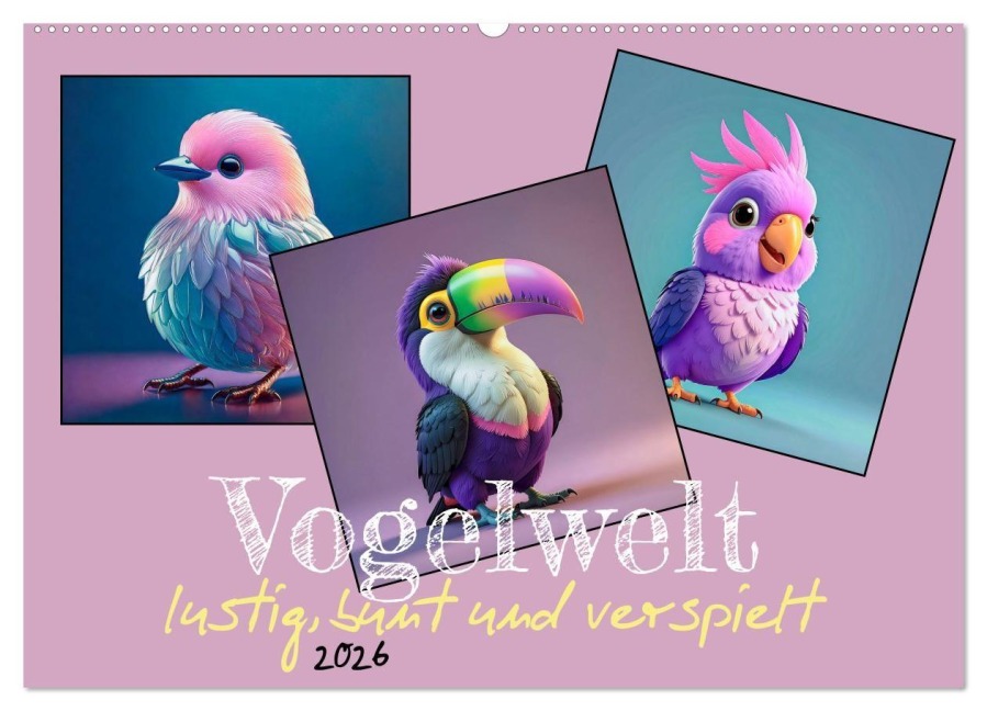 Vogelwelt, lustig, bunt und verspielt (Wandkalender 2026 DIN A2 quer), CALVENDO Monatskalender - Werner Braun