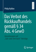 Cover-Bild zum Titel 'Das Verbot des Rückkaufhandels gemäß § 34 Abs. 4 GewO' von 'Philip Raillon'