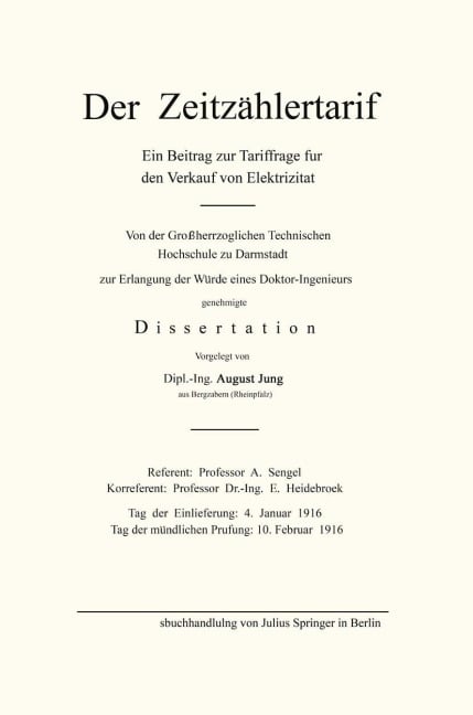 Der Zeitzählertarif - August Jung