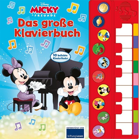 Micky Mouse - Spiel Klavier mit uns - Disney Junior Liederbuch mit Klaviertastatur - Vor- und Nachspielfunktion - 10 beliebte Kinderlieder - Pappbilderbuch - 