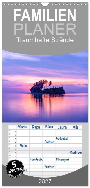 Familienplaner 2027 - Traumhafte Strände mit 5 Spalten (Wandkalender, 21 x 45 cm) CALVENDO - Steffen Gierok-Latniak