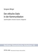 Cover-Bild zum Titel 'Der ethische Dativ in der Kommunikation' von 'Gergana Börger'