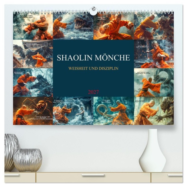 Shaolin Mönche - Weisheit und Disziplin (hochwertiger Premium Wandkalender 2027 DIN A2 quer), Kunstdruck in Hochglanz - Dirk Meutzner