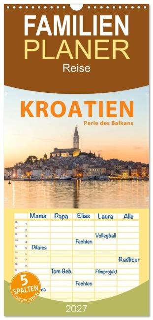 Familienplaner 2027 - Kroatien Perle des Balkans mit 5 Spalten (Wandkalender, 21 x 45 cm) CALVENDO - Mario Weigt