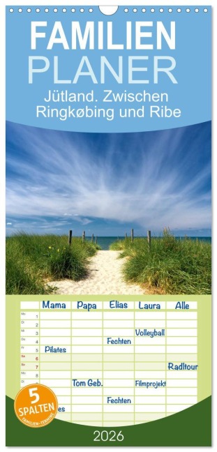 Familienplaner 2026 - Jütland. Zwischen Ringkøbing und Ribe mit 5 Spalten (Wandkalender, 21 x 45 cm) CALVENDO - Klaus Kolfenbach