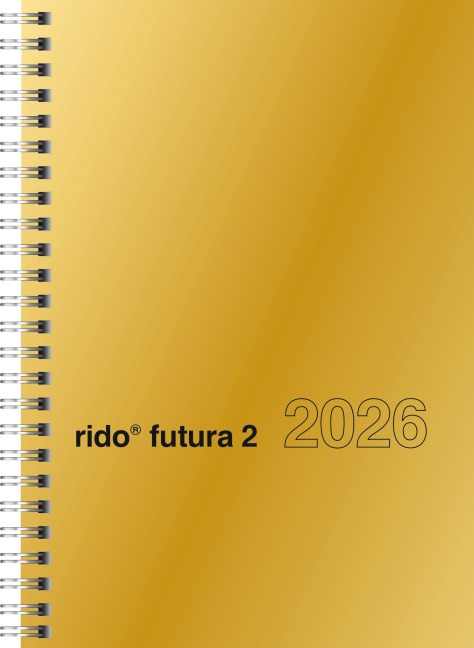 rido/idé 7021121916 | Buchkalender Mod. futura 2 2026 | A5, Karton, goldfarben - 