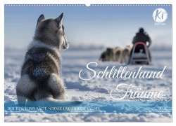 Cover-Bild zum Titel 'Schlittenhund Träume (Wandkalender 2026 DIN A2 quer), CALVENDO Monatskalender' von 'Kerstin Waurick'