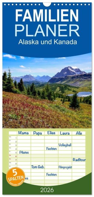 Familienplaner 2026 - Alaska und Kanada mit 5 Spalten (Wandkalender, 21 x 45 cm) CALVENDO - Elisabeth Stanzer