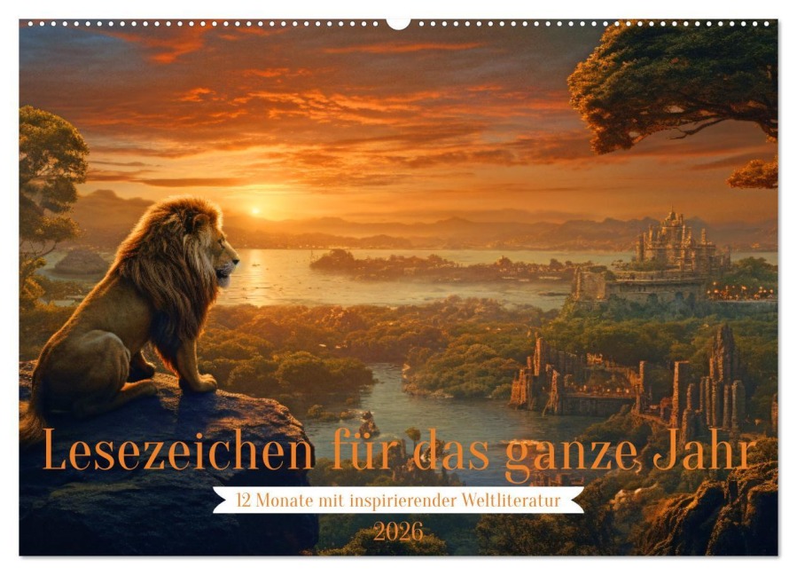 Lesezeichen für das ganze Jahr - 12 Monate mit inspirierender Weltliteratur (Wandkalender 2026 DIN A2 quer), CALVENDO Monatskalender - Rupert Kowalski