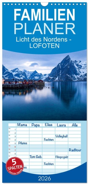 Familienplaner 2026 - Licht des Nordens - LOFOTEN mit 5 Spalten (Wandkalender, 21 x 45 cm) CALVENDO - Reinhard Müller