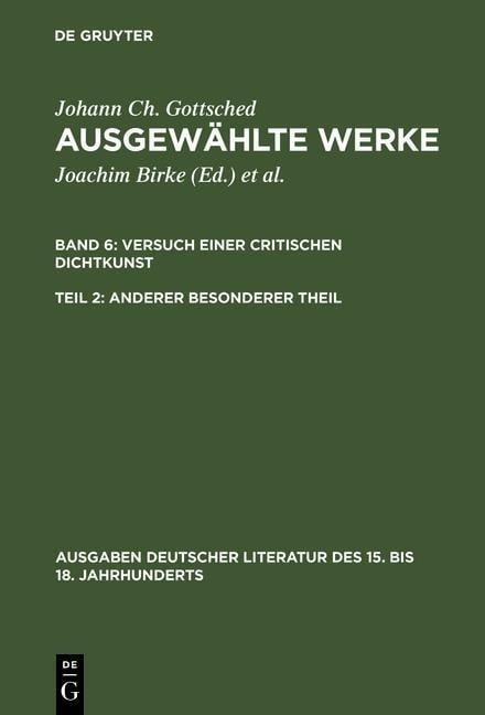 Versuch einer Critischen Dichtkunst. Anderer Besonderer Theil - Johann Christoph Gottsched