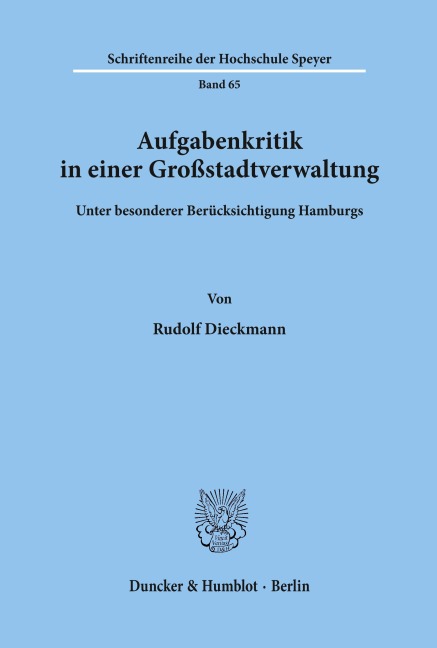 Aufgabenkritik in einer Großstadtverwaltung - Rudolf Dieckmann