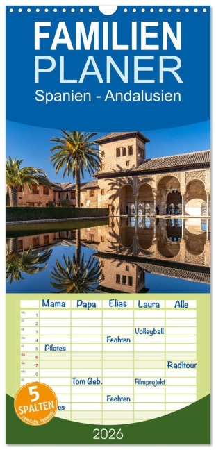 Familienplaner 2026 - Spanien - Andalusien mit 5 Spalten (Wandkalender, 21 x 45 cm) CALVENDO - Peter Schickert