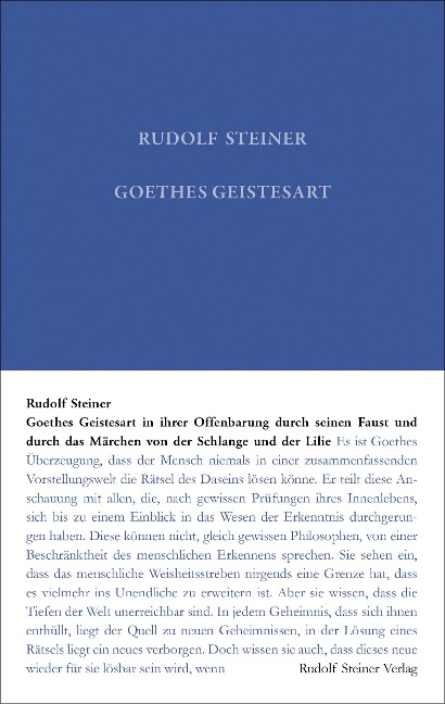 Goethes Geistesart - Rudolf Steiner