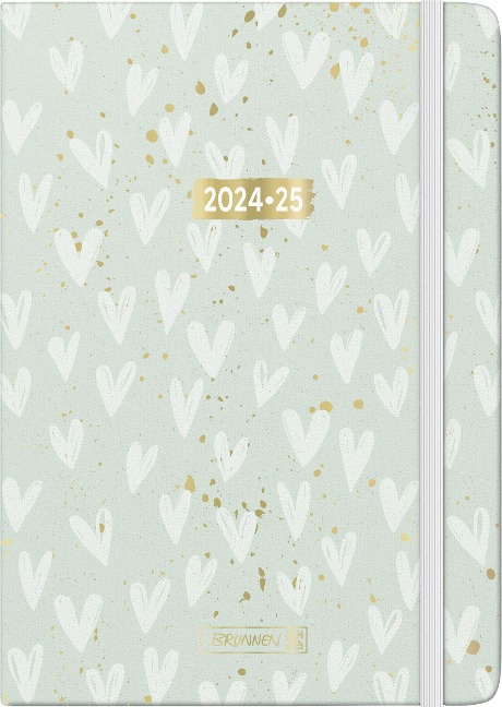 Schülerkalender 2024/2025 "Hearts", 2 Seiten = 1 Woche, A5, 208 Seiten, mint - 