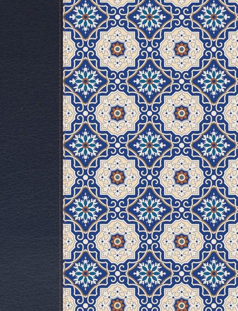Rvr 1960 Biblia de Apuntes Edición Letra Grande, Piel Fabricada Y Mosaico Crema Y Azul - 