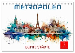 Cover-Bild zum Titel 'Skylines - bunte Städte (Tischkalender 2026 DIN A5 quer), CALVENDO Monatskalender' von 'Peter Roder'