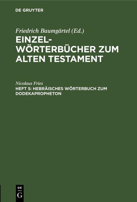 Hebräisches Wörterbuch zum Dodekapropheton - Nicolaus Fries