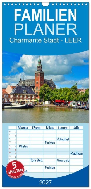 Familienplaner 2027 - Charmante Stadt - LEER mit 5 Spalten (Wandkalender, 21 x 45 cm) CALVENDO - Claudia Kleemann