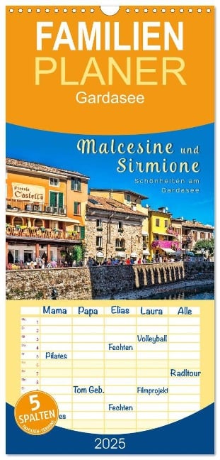 Familienplaner 2025 - Malcesine und Sirmione, Schönheiten am Gardasee mit 5 Spalten (Wandkalender, 21 x 45 cm) CALVENDO - Peter Roder