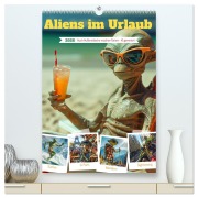 Aliens im Urlaub (hochwertiger Premium Wandkalender 2026 DIN A2 hoch), Kunstdruck in Hochglanz - Cathrin Illgen