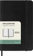 Moleskine 12 Monate Wochen Notizkalender 2025, Pocket/A6, 1 Wo = 1 Seite, rechts linierte Seite, Weicher Einband, Schwarz - 