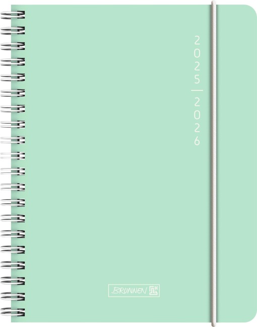 BRUNNEN Schülerkalender (2025/2026) "Plain Mint", 2 Seiten = 1 Woche, A6, 208 Seiten, PP-Umschlag, mint - 