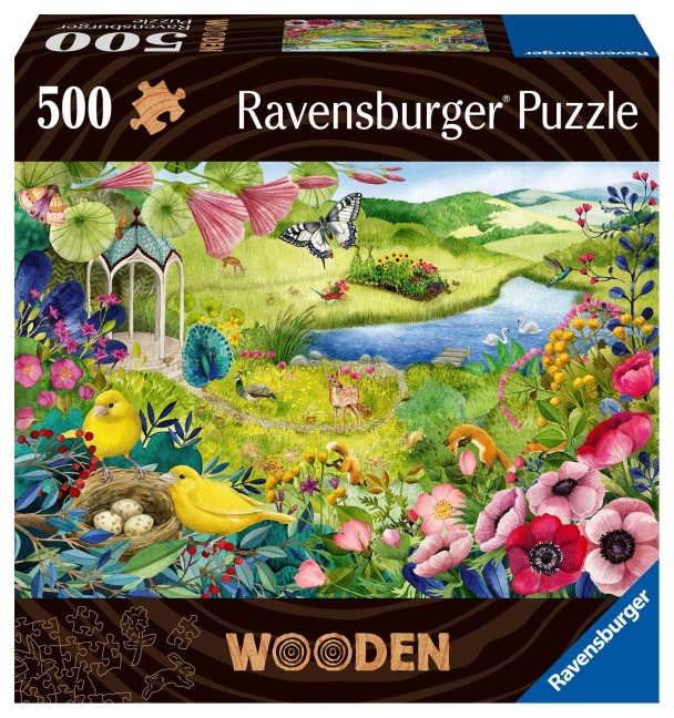 Ravensburger Puzzle 17513 - Wilder Garten - 500 Teile Holzpuzzle mit stabilen, individuellen Puzzleteilen und 40 kleinen Holzfiguren (Whimsies), für Kinder und Erwachsene ab 14 Jahren - 
