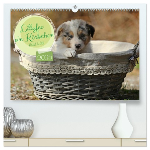 Lillyfee und ein Körbchen voller Glück (hochwertiger Premium Wandkalender 2025 DIN A2 quer), Kunstdruck in Hochglanz - Hundefotografie Beatrice Müller