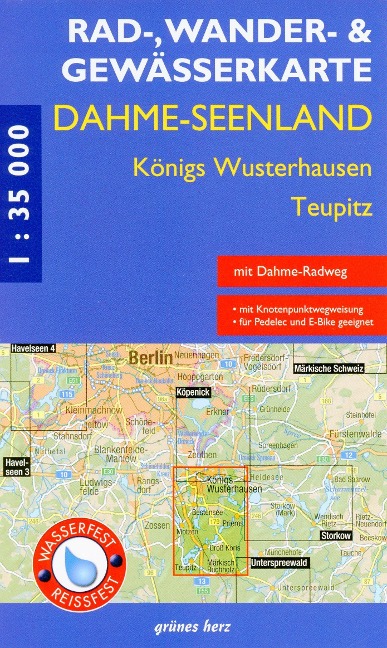 Dahme-Seen: Königs Wusterhausen, Teupitz 1 : 35 000 Rad-, Wander- und Gewässerkarte - 