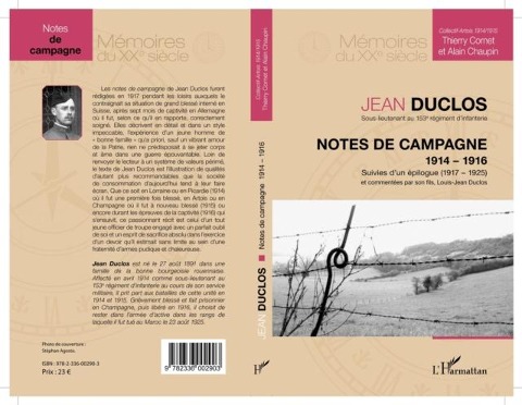 Notes de campagne (1914-1916), suivies d'un epilogue (1917-1925) - Jean Duclos