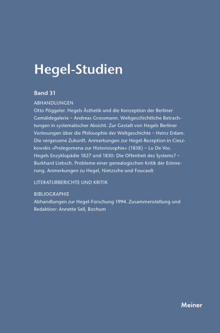 Hegel-Studien Band 31 - 