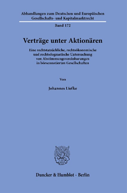 Verträge unter Aktionären. - Johannes Liefke